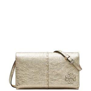 NWOT Tory Burch Mcgraw Metallic Wallet Crossbody